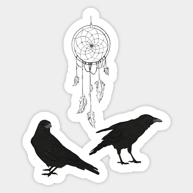 Crows and a Dreamcatcher Sticker by Marouk